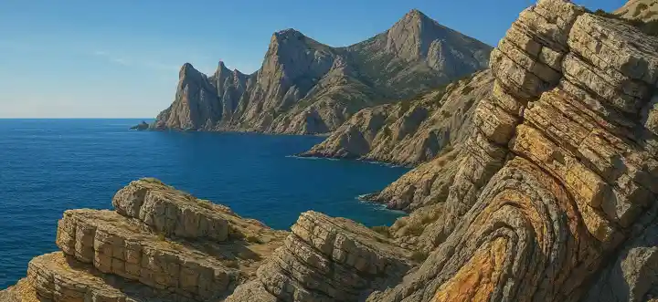 Геологическая история Крыма горные породы слоистые обнажения скалы море