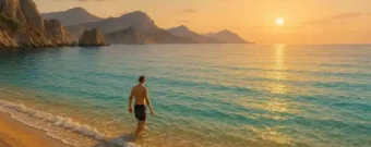 Правильное купание в море Крым вход в воду пляж закат