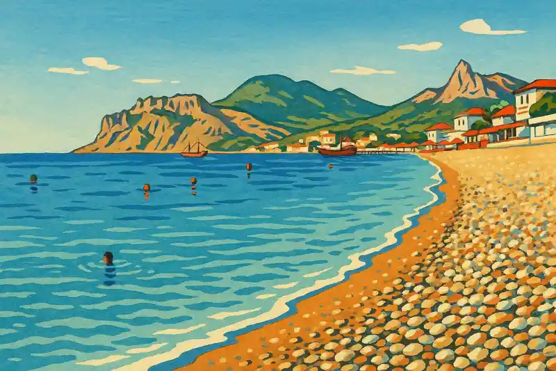 Коктебель пляж Карадаг море самоцветы