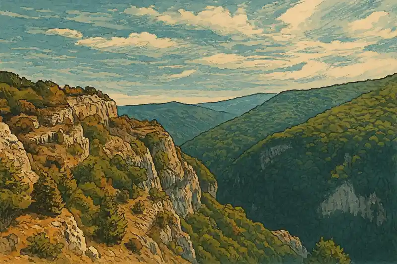 Большой каньон Крыма ущелье скалы сосны
