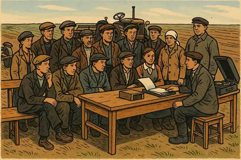 Колхозники в поле Крым 1930-е коллективизация сельского хозяйства