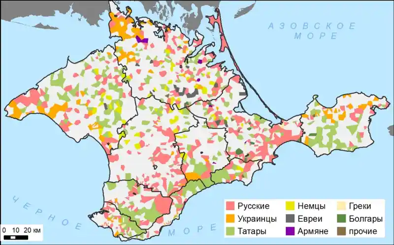 Этнографическая карта тюркских народов Крыма 1920-е