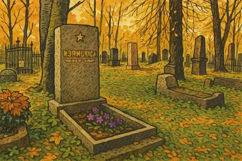 Могила Лукомского в Ливадии памятник из чёрного мрамора