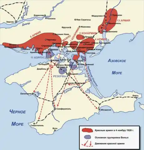 Карта Перекопско-Чонгарской операции 1920 штурм Перекопа