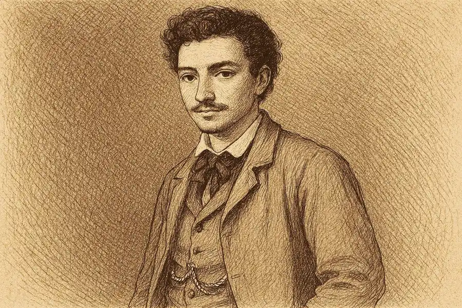 Знаменитый портрет молодого художника, написанный его другом и наставником Иваном Крамским. Васильеву здесь 21 год. Портрет выполнен в монохромной, похожей на фотографию технике.