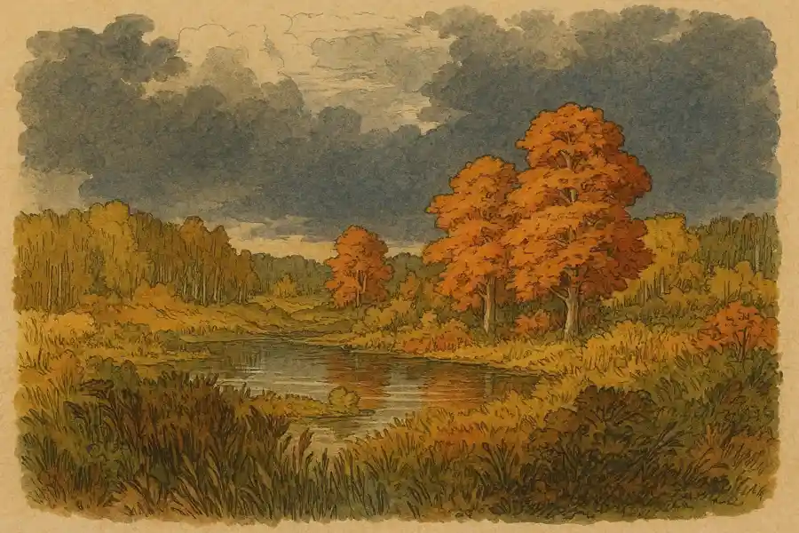 Одна из последних работ Васильева, созданная в Крыму. Художник вновь обращается к теме среднерусской природы, тоска по которой не покидала его до конца жизни.